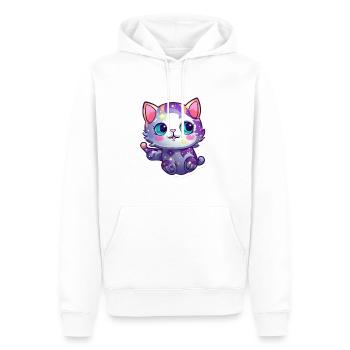 cute cartoonish kitty floating in space - Männer Premium Bio Hoodie - Weiß - Vorne - Nico (187cm)