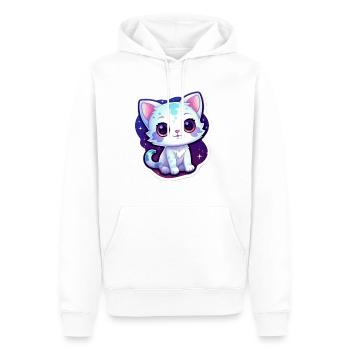 cute cartoonish kitty floating in space - Männer Premium Bio Hoodie - Weiß - Vorne - Nico (187cm)