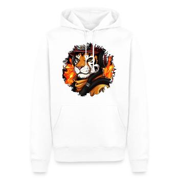 Tiger Feuerwehr / Feuerwehrmann Tiger - Männer Premium Bio Hoodie - Weiß - Vorne - Nico (187cm)