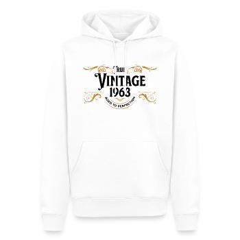 True Vintage 1963 Aged to Perfection Geschenkidee - Männer Premium Bio Hoodie - Weiß - Vorne - Nico (187cm)