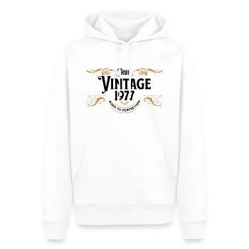 True Vintage 1977 Aged to Perfection Geschenkidee - Männer Premium Bio Hoodie - Weiß - Vorne - Nico (187cm)