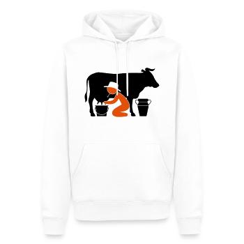 Bauer beim Melken einer Kuh - Männer Premium Bio Hoodie - Weiß - Vorne - Nico (187cm)