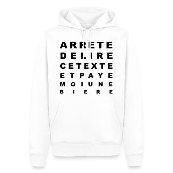 Paye moi une bière - Sweat à capuche Premium bio Homme - blanc - Devant - Nico (187cm)
