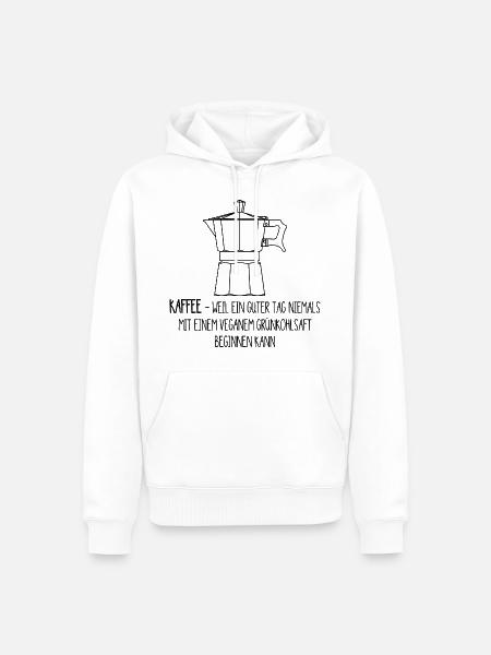 Kaffee versus Grünkohlsaft - Männer Premium Bio Hoodie - Weiß