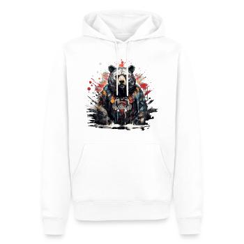 Brüllender Bär. Stärke im Graffiti-Stil. - Männer Premium Bio Hoodie - Weiß - Vorne - Nico (187cm)