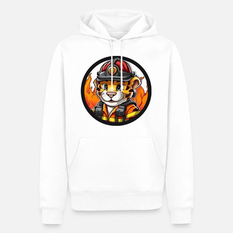 Tiger Pompiers / Pompier Tiger - Sweat à capuche Premium bio Homme - blanc