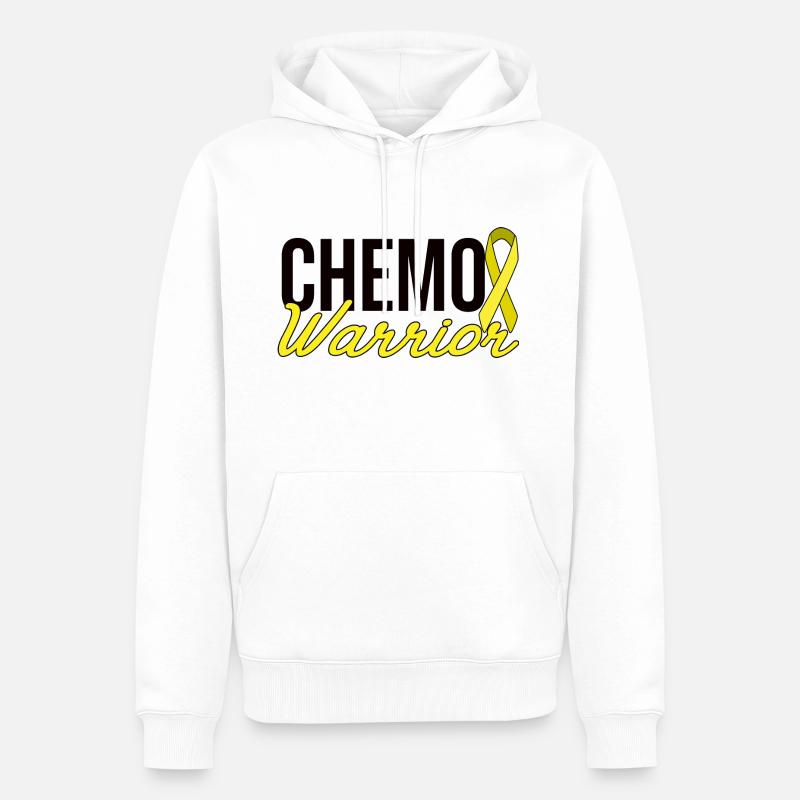 Chemo Warrior - Ruban jaune - Sweat à capuche Premium bio Homme - blanc