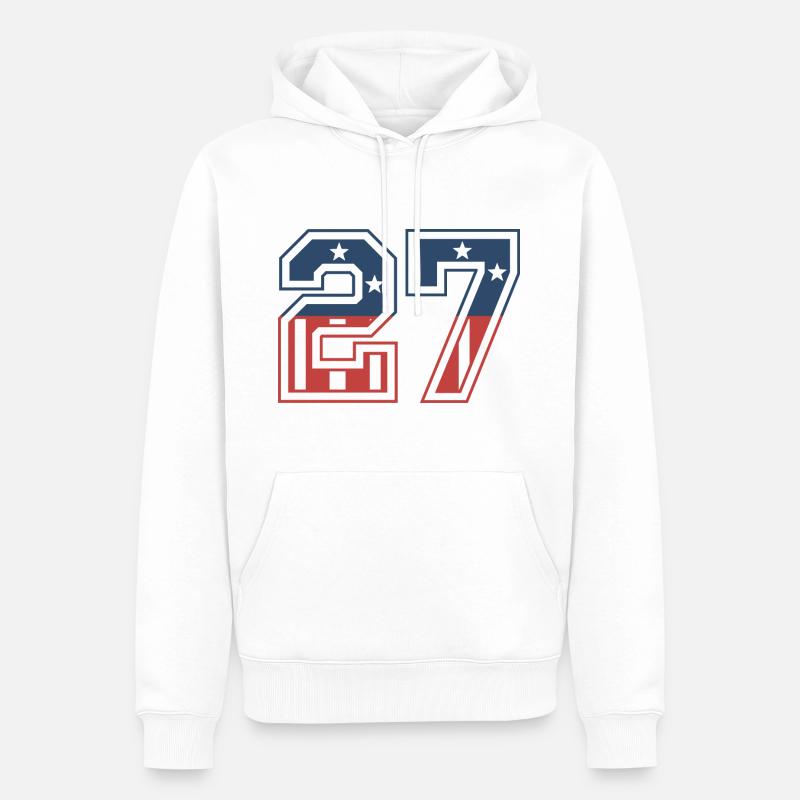 Numéro 27 États-Unis - Sweat à capuche Premium bio Homme - blanc