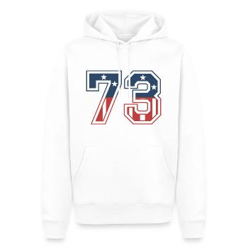 Anzahl 73 USA - Männer Premium Bio Hoodie - Weiß - Vorne - Nico (187cm)
