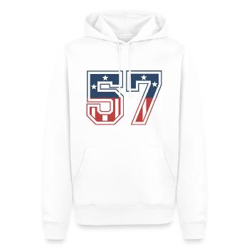Numéro 57 États-Unis - Sweat à capuche Premium bio Homme - blanc - Devant - Nico (187cm)