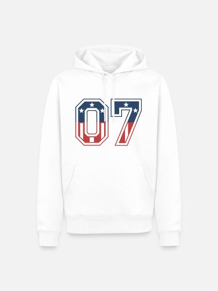 Number 07 USA - Men’s Premium Organic Hoodie - white