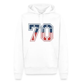 Nummer 70 USA - Männer Premium Bio Hoodie - Weiß - Vorne - Nico (187cm)
