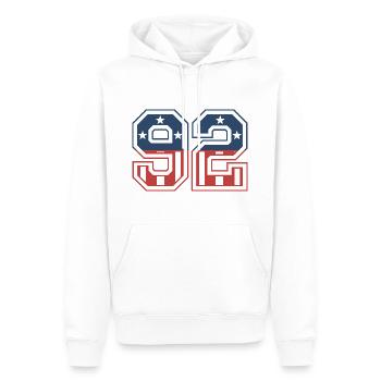 Nummer 92 USA - Männer Premium Bio Hoodie - Weiß - Vorne - Nico (187cm)