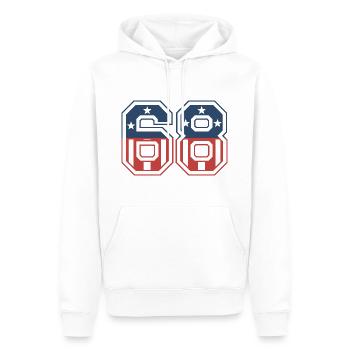 Numéro 68 États-Unis - Sweat à capuche Premium bio Homme - blanc - Devant - Nico (187cm)