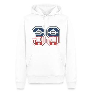 Nummer 39 USA - Männer Premium Bio Hoodie - Weiß - Vorne - Nico (187cm)