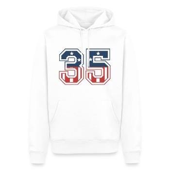 Nummer 35 USA - Männer Premium Bio Hoodie - Weiß - Vorne - Nico (187cm)