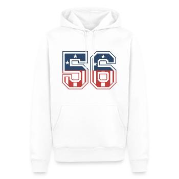 Numéro 56 États-Unis - Sweat à capuche Premium bio Homme - blanc - Devant - Nico (187cm)