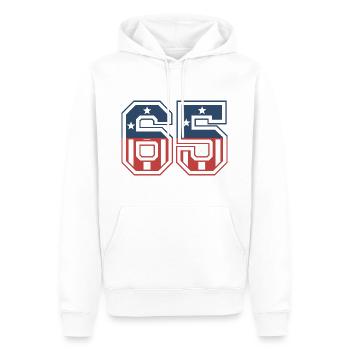 Nummer 65 USA - Männer Premium Bio Hoodie - Weiß - Vorne - Nico (187cm)