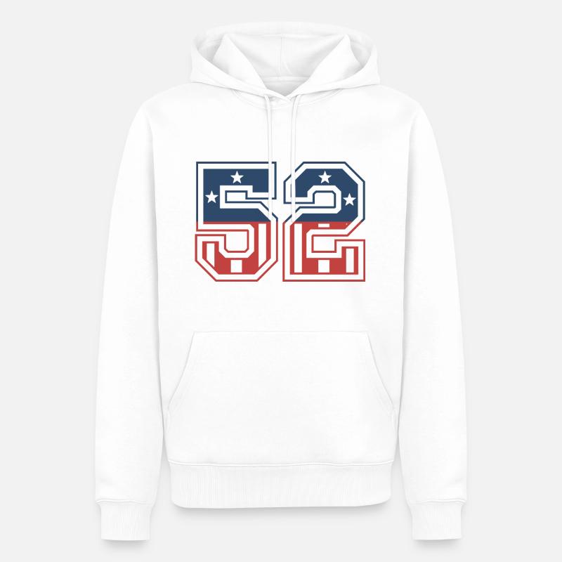 Numéro 52 États-Unis - Sweat à capuche Premium bio Homme - blanc