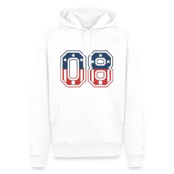 Anzahl 08 USA - Männer Premium Bio Hoodie - Weiß - Vorne - Nico (187cm)