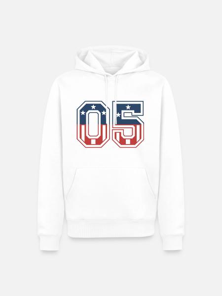 Number 05 USA - Men’s Premium Organic Hoodie - white