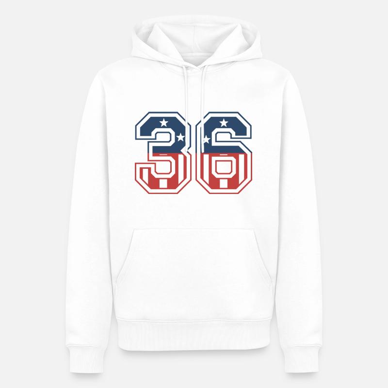 Numéro 36 États-Unis - Sweat à capuche Premium bio Homme - blanc