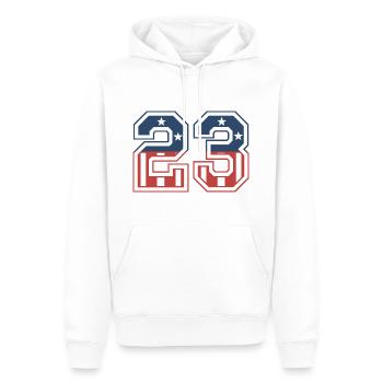 Nummer 23 USA - Männer Premium Bio Hoodie - Weiß - Vorne - Nico (187cm)