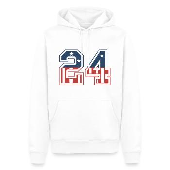 Numéro 24 États-Unis - Sweat à capuche Premium bio Homme - blanc - Devant - Nico (187cm)