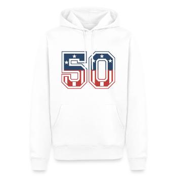Numéro 50 États-Unis - Sweat à capuche Premium bio Homme - blanc - Devant - Nico (187cm)