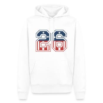 Nummer 26 USA - Männer Premium Bio Hoodie - Weiß - Vorne - Nico (187cm)