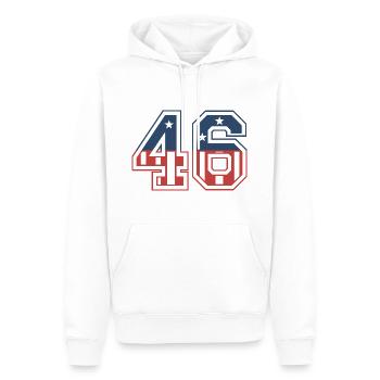 Nummer 46 USA - Männer Premium Bio Hoodie - Weiß - Vorne - Nico (187cm)