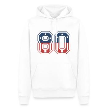 Nummer 80 USA - Männer Premium Bio Hoodie - Weiß - Vorne - Nico (187cm)