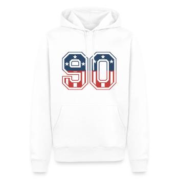 Numéro 90 États-Unis - Sweat à capuche Premium bio Homme - blanc - Devant - Nico (187cm)