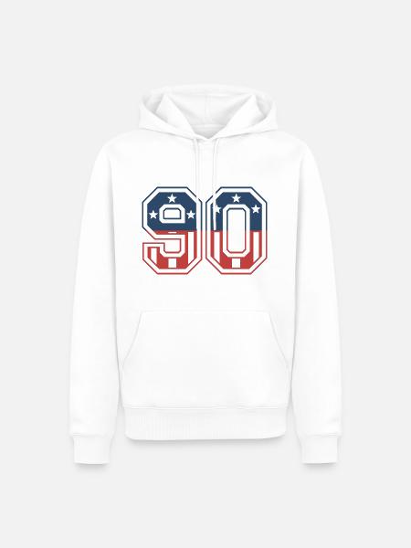 Nummer 90 USA - Männer Premium Bio Hoodie - Weiß