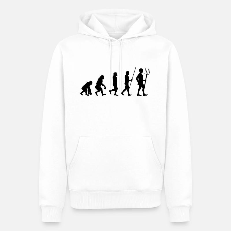 Landwirt Evolution lustiges Geschenk Bauer - Männer Premium Bio Hoodie - Weiß