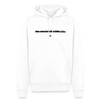Volkswagen VW Camper Evolution Mit Logo In Schwarz - Männer Premium Bio Hoodie - Weiß - Vorne - Nico (187cm)