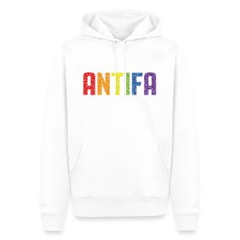 Antifa-Stolz - Männer Premium Bio Hoodie - Weiß - Vorne - Nico (187cm)