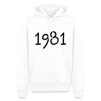 Geburtsjahr 1981 Geschenkidee Geburtstag - Männer Premium Bio Hoodie - Weiß - Vorne - Nico (187cm)