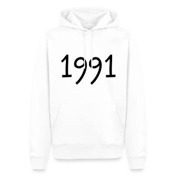 Geburtsjahr 1991 Geschenkidee Geburtstag - Männer Premium Bio Hoodie - Weiß - Vorne - Nico (187cm)