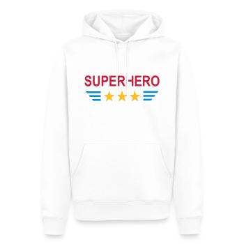 ★ Couleurs de conception modifiables ★ Super-héros (trois étoiles) - Sweat à capuche Premium bio Homme - blanc - Devant - Nico (187cm)