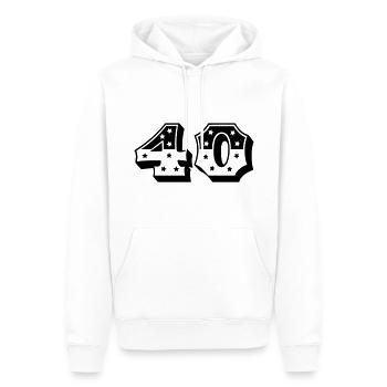 Numéro 40 - 40ème anniversaire - Rétro des années 40 - Sweat à capuche Premium bio Homme - blanc - Devant - Nico (187cm)