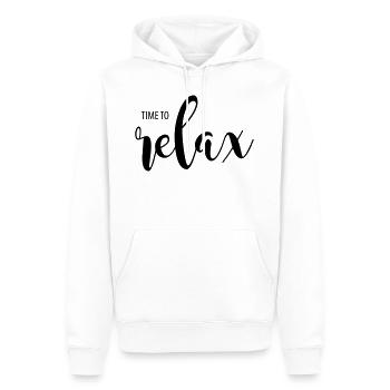 TIME TO RELAX - Männer Premium Bio Hoodie - Weiß - Vorne - Nico (187cm)