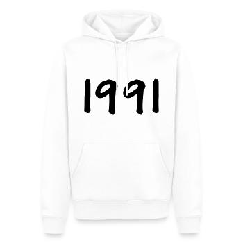 Année de naissance 1991 Idée cadeau - Sweat à capuche Premium bio Homme - blanc - Devant - Nico (187cm)