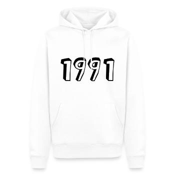 Année de naissance 1991 Anniversaire - Sweat à capuche Premium bio Homme - blanc - Devant - Nico (187cm)