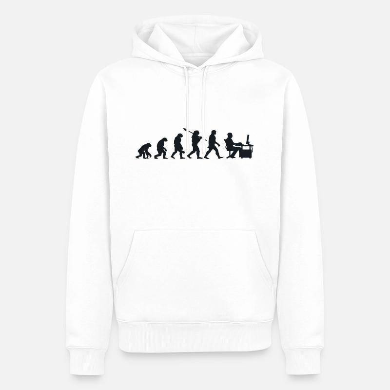 Évolution Darwin pour les Geeks 💻 - Sweat à capuche Premium bio Homme - blanc