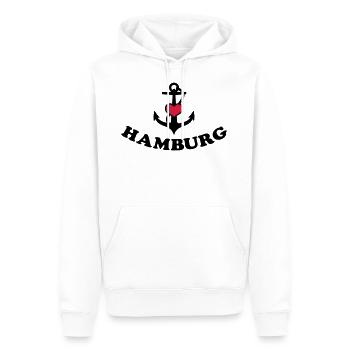 21 Hamburg Anker Herz 2c - Männer Premium Bio Hoodie - Weiß - Vorne - Nico (187cm)