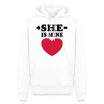 She is Mine I love Freundin liebe girlfriend Frau - Männer Premium Bio Hoodie - Weiß - Vorne - Nico (187cm)