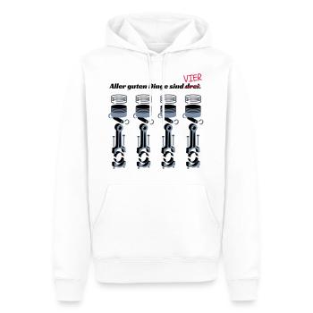 Aller guten Dinge sind 4! - Männer Premium Bio Hoodie - Weiß - Vorne - Nico (187cm)