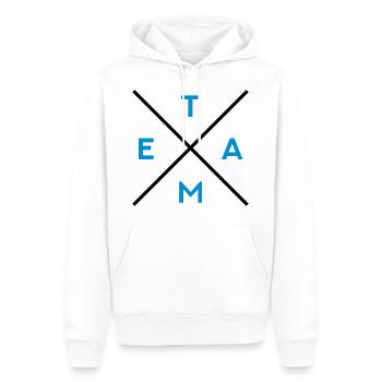 TEAM - Männer Premium Bio Hoodie - Weiß - Vorne - Nico (187cm)
