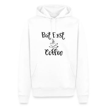 But First Coffee T-shirt - Sweat à capuche Premium bio Homme - blanc - Devant - Nico (187cm)